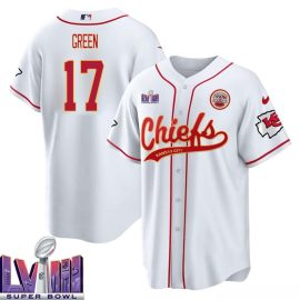 Trent Green 17 Kansas City Chiefs Super Bowl LVIII Baseball Men Jersey - White