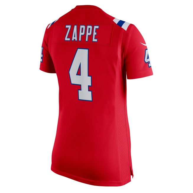 Bailey Zappe New England Patriots Women's Alternate Game Player Jersey - Red - Image 3