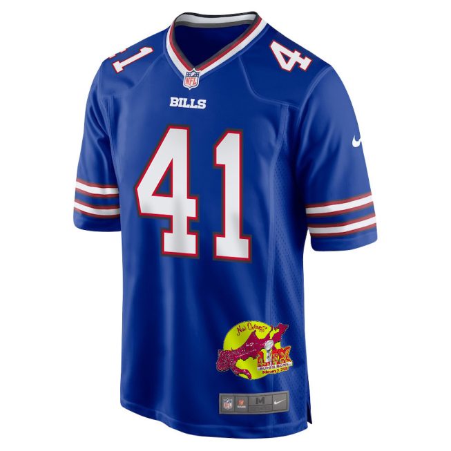 Reggie Gilliam 41 Buffalo Bills Super Bowl LIX New Orleans Patch Game Men Jersey - Royal - Image 3