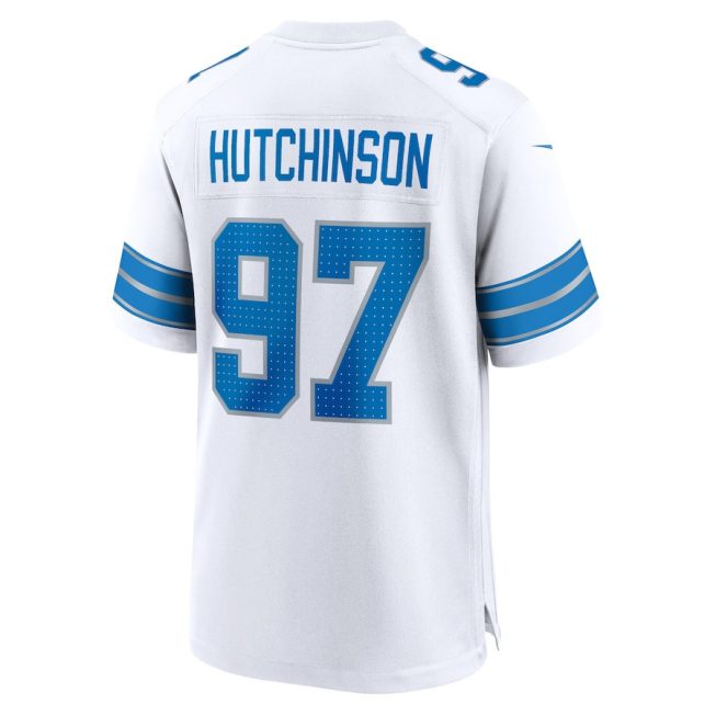 Aidan Hutchinson 97 Detroit Lions Game Jersey - Men, White - Image 3
