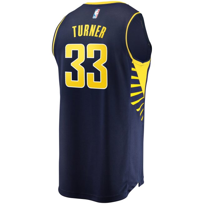 Myles Turner Indiana Pacers Fanatics Fast Break Replica Jersey Navy - Icon Edition - Image 3