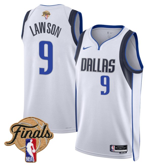 A.J. Lawson 9 Dallas Mavericks 2024 FINALS PATCH Swingman Jersey - Association Edition - White
