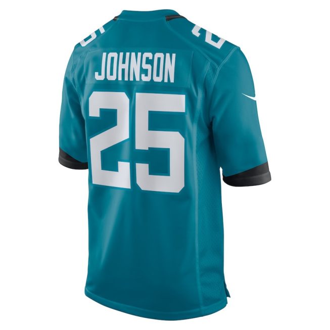 D'Ernest Johnson 25 Jacksonville Jaguars Men Team Game Jersey - Teal - Image 3