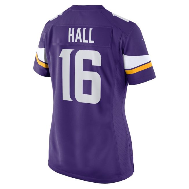 Jaren Hall 16 Minnesota Vikings Game Women Jersey - Purple - Image 3