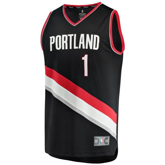 Anfernee Simons Portland Trail Blazers Fanatics Fast Break Replica Player Jersey - Icon Edition - Black - Image 2