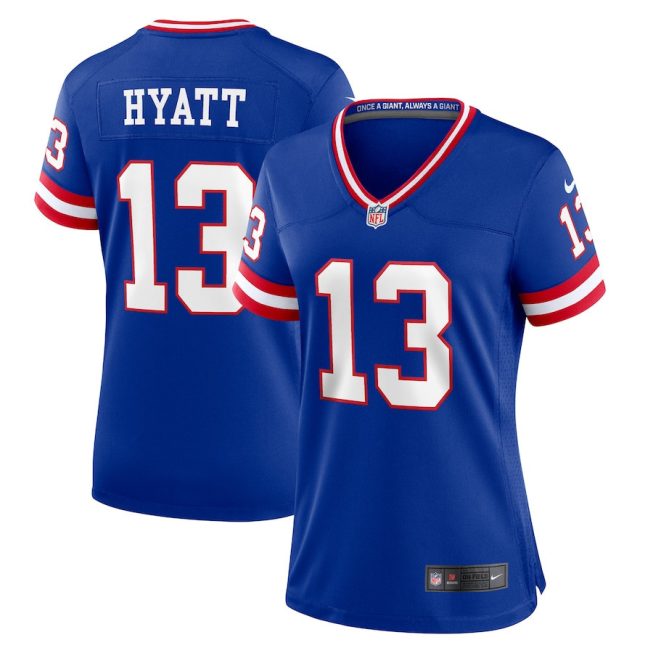 Jalin Hyatt 13 New York Giants Women Team Game Jersey - Royal