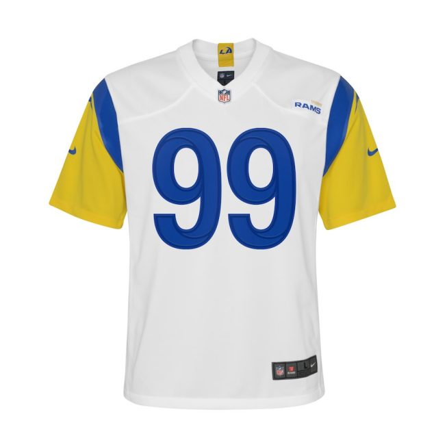 Aaron Donald 99 Los Angeles Rams YOUTH Game Jersey - White - Image 2