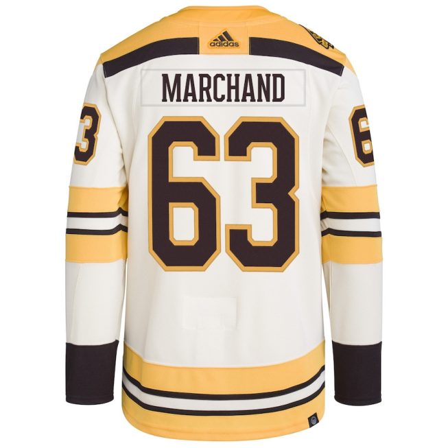 Brad Marchand 63 Boston Bruins Primegreen Men Jersey - Cream - Image 3