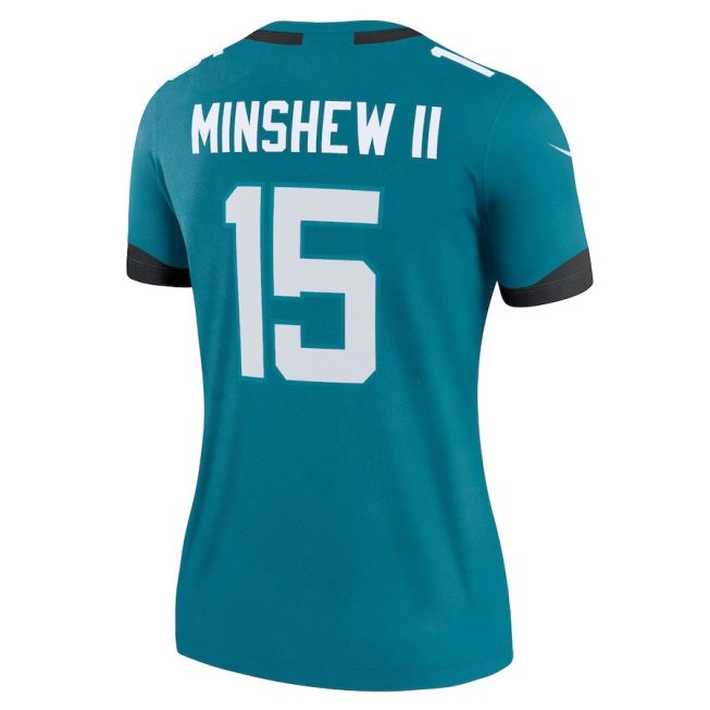 Gardner Minshew II 15 Jacksonville Jaguars Women's Game Jersey - Teal - Image 3