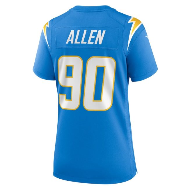 Brevin Allen 90 Los Angeles Chargers Women Team Game Jersey - Powder Blue - Image 3