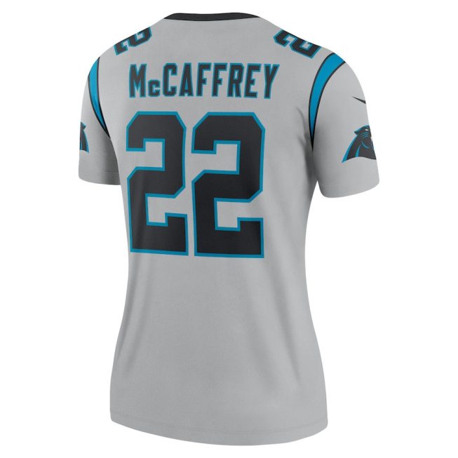 Christian McCaffrey 22 Carolina Panthers Women's Inverted Legend Jersey - Silver - Image 3