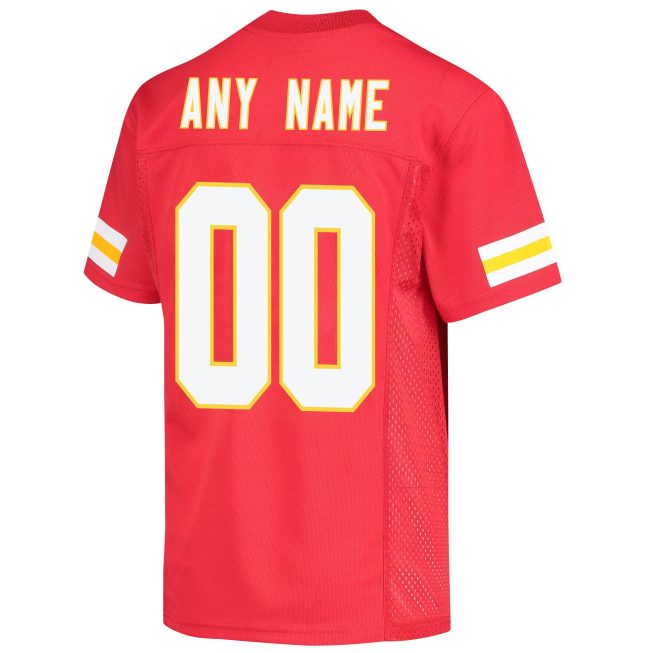 Custom Kansas City Chiefs Super Bowl LVII Champions 3 Stars Youth Game Jersey - Red - Image 2