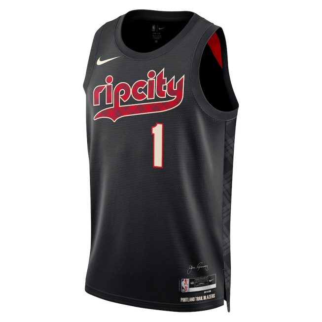 Anfernee Simons 1 Portland Trail Blazers 2023/24 City Edition Swingman Jersey - Black - Image 2