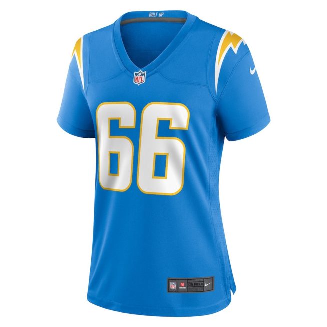 Cameron Tom 66 Los Angeles Chargers Women Game Jersey - Powder Blue - Image 2