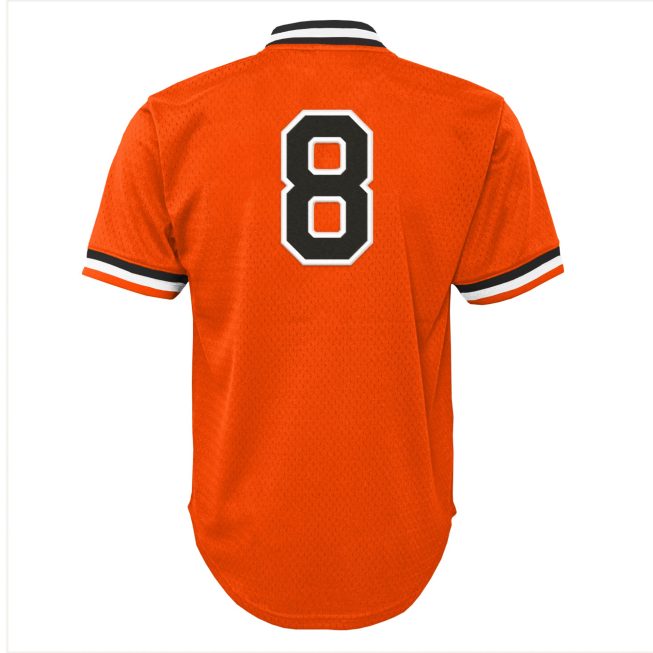 Cal Ripken Jr. Baltimore Orioles Mitchell & Ness Youth Cooperstown Collection Mesh Batting Practice Jersey - Orange - Image 3