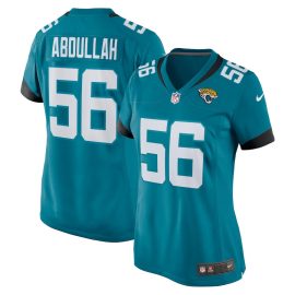 Yasir Abdullah 56 Jacksonville Jaguars Women Team Game Jersey - Teal