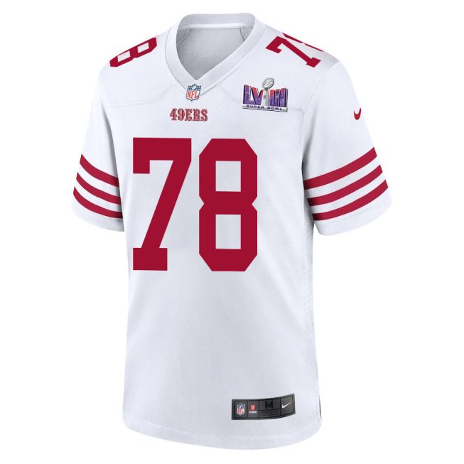 Ben Bartch 78 San Francisco 49ers Super Bowl LVIII Patch Game Men Jersey - White - Image 3