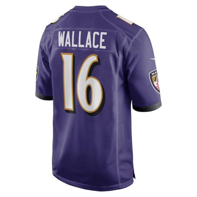 Tylan Wallace 16 Baltimore Ravens Men Game Jersey - Purple - Image 3