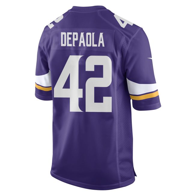 Andrew DePaola 42 Minnesota Vikings Super Bowl LIX New Orleans Patch Game Men Jersey - Purple - Image 2