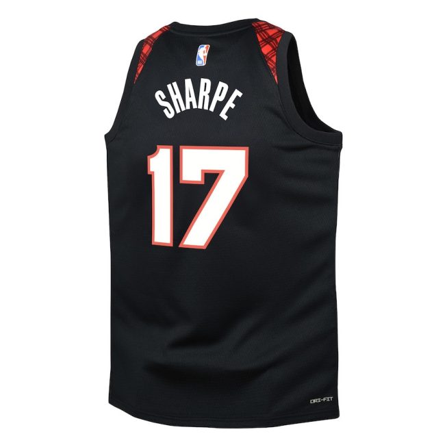 Shaedon Sharpe 17 Portland Trail Blazers 2023/24 City Edition Swingman YOUTH Jersey - Black - Image 3
