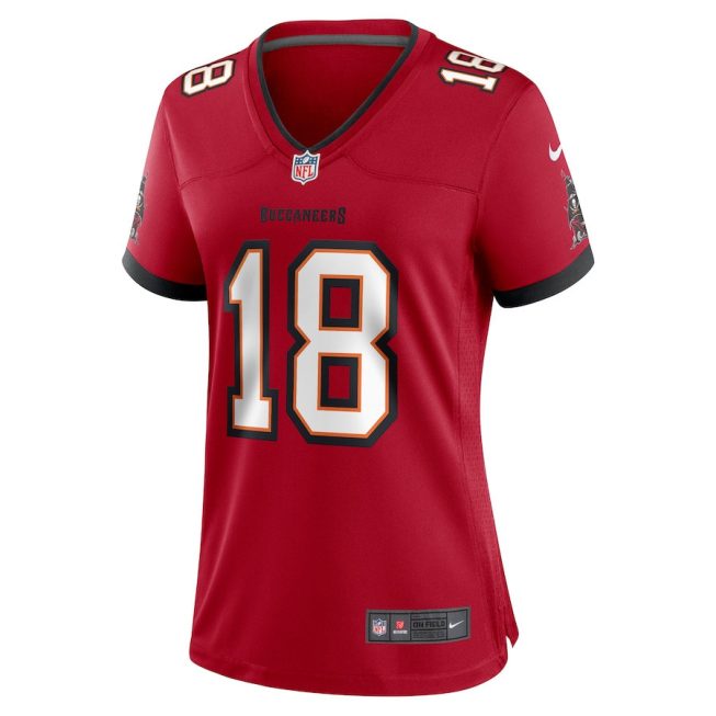 Rakim Jarrett 18 Tampa Bay Buccaneers Women Game Jersey - Red - Image 2