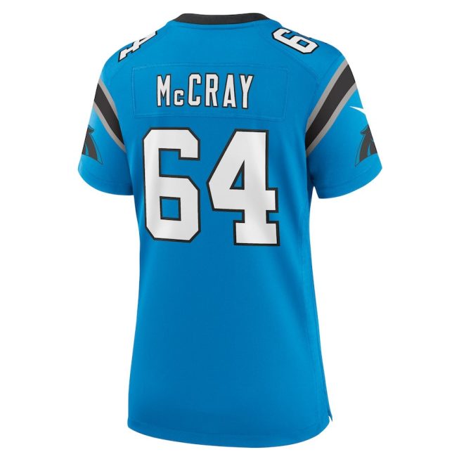 Justin McCray 64 Carolina Panthers Women's Alternate Game Jersey - Blue - Image 3