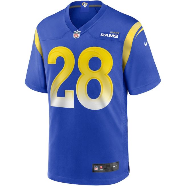 Marshall Faulk 28 Los Angeles Rams Men Game Retired Jersey - Royal - Image 2