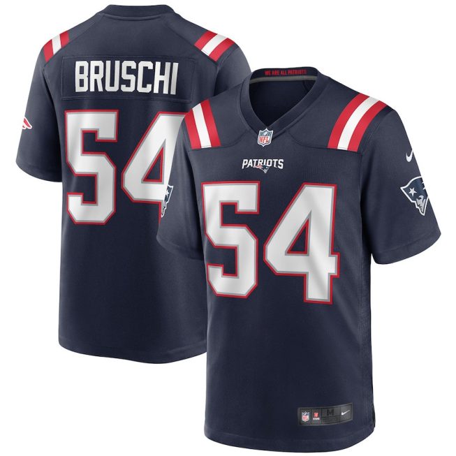 Tedy Bruschi 54 New England Patriots Men Game Retired Jersey - Navy