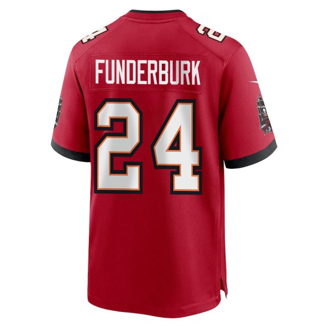 Tyrek Funderburk 24 Tampa Bay Buccaneers Super Bowl LIX New Orleans Patch Game Men Jersey - Red - Image 2