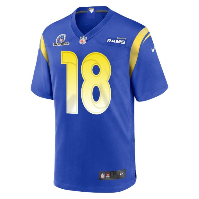 Ben Skowronek 18 Los Angeles Rams 2023 Playoffs Patch Game Men Jersey - Royal - Image 2