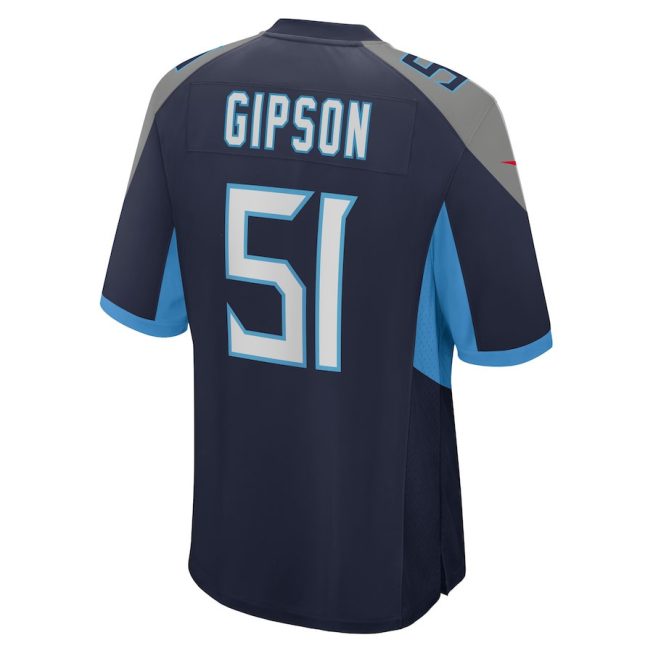 Trevis Gipson 51 Tennessee Titans Men Team Game Jersey - Navy - Image 3