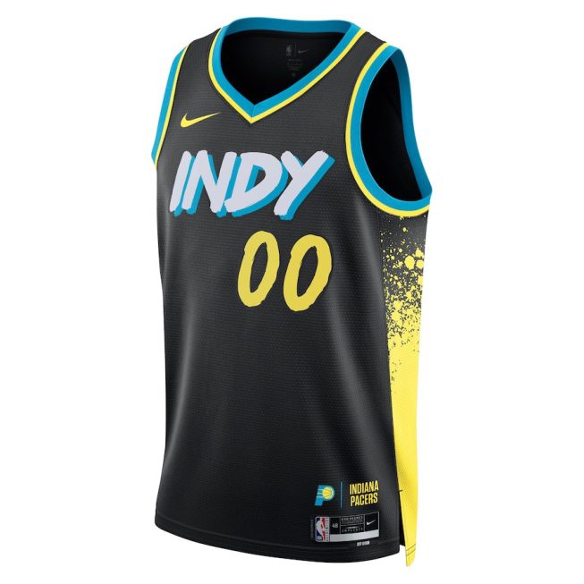 Bennedict Mathurin 00 Indiana Pacers 2023/24 City Edition Swingman Jersey - Black - Image 2