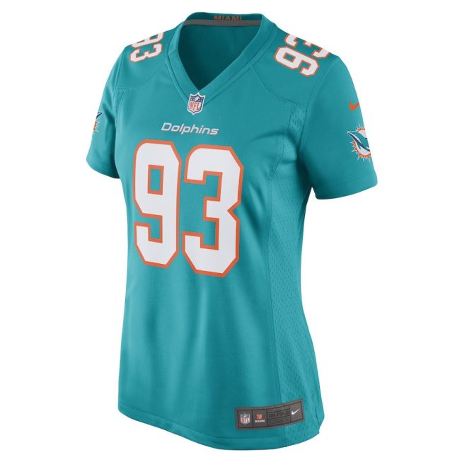 Trey Flowers 93 Miami Dolphins Women Game Jersey - Aqua - Image 2