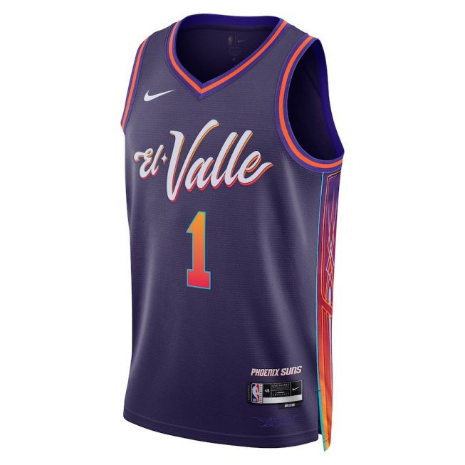 Devin Booker 1 Phoenix Suns 2023/24 City Edition Swingman Jersey - Purple - Image 2