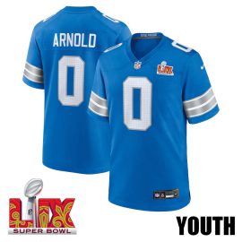 Terrion Arnold #0 Detroit Lions Super Bowl LIX YOUTH Jersey - Blue