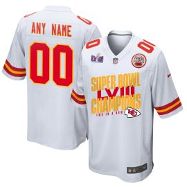 Kansas City Chiefs Super Bowl LVIII Champions Iconic Victory Game Custom Men Jersey - White