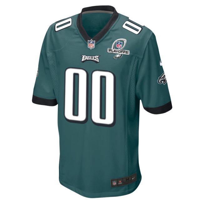 Philadelphia Eagles 2023 Playoffs Patch Game Men Custom Jersey - Midnight Green - Image 2