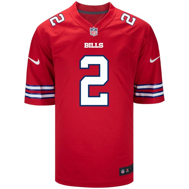 Tyler Bass 2 Buffalo Bills Men Alternate Game Jersey - Red - Image 2
