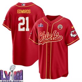 Mike Edwards 21 Kansas City Chiefs Super Bowl LVIII Baseball Men Jersey - Red