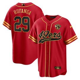 Talanoa Hufanga 29 San Francisco 49ers Baseball Men Jersey - Black Red