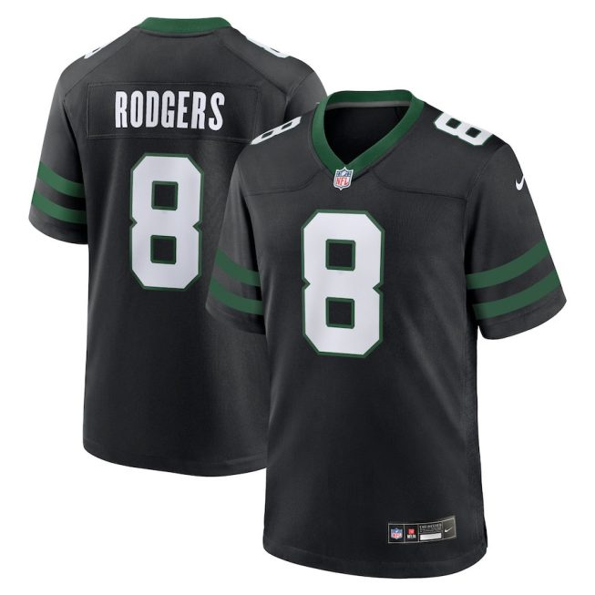 Aaron Rodgers 8 New York Jets Alternate Game Men Jersey - Legacy Black