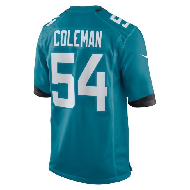 DJ Coleman 54 Jacksonville Jaguars Men Game Jersey - Teal - Image 3