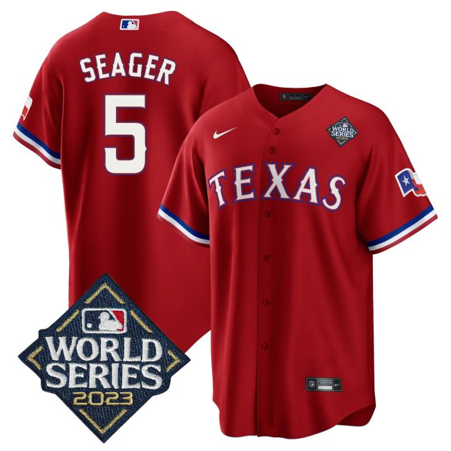 Corey Seager 5 Texas Rangers 2023 World Series Stitched Baseball Jersey - Red
