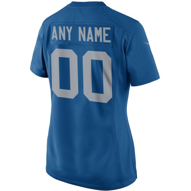 Detroit Lions Women Custom Throwback Game Jersey - Blue - Image 3