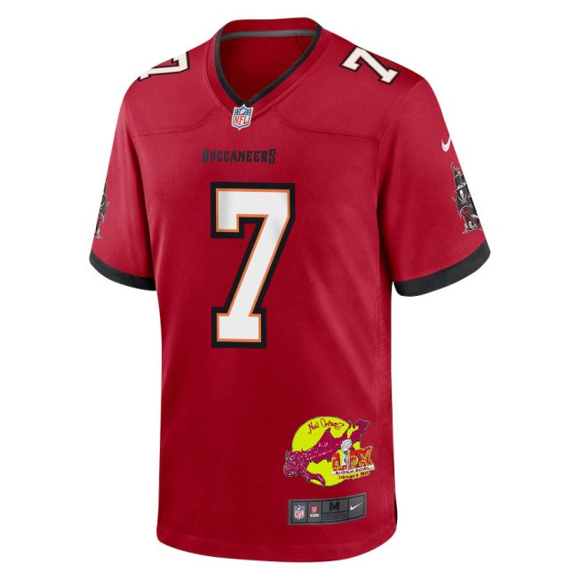 Bucky Irving 7 Tampa Bay Buccaneers Super Bowl LIX New Orleans Patch Game Men Jersey - Red - Image 3