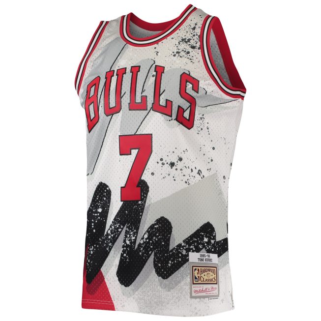 Toni Kukoc Chicago Bulls Mitchell & Ness Hardwood Classics 1995/96 Hyper Hoops Swingman Jersey - White - Image 2