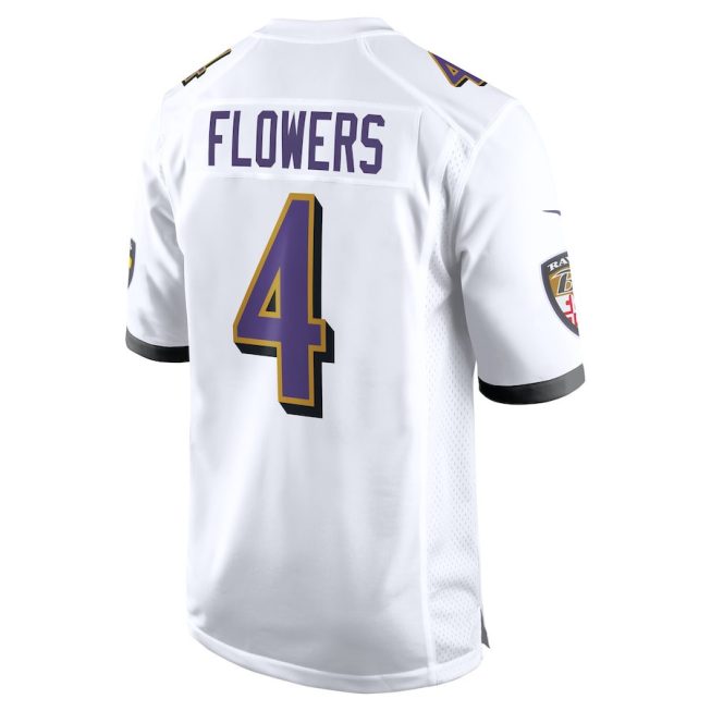 Zay Flowers 4 Baltimore Ravens Game Men Jersey - White - Image 3