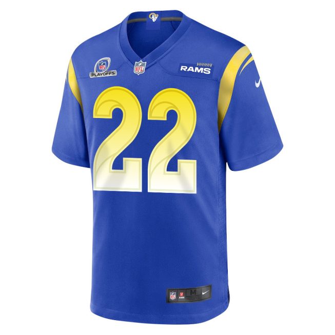 Michael Ojemudia 22 Los Angeles Rams 2023 Playoffs Patch Game Men Jersey - Royal - Image 2