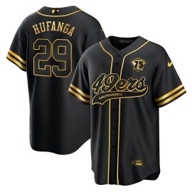 Talanoa Hufanga 29 San Francisco 49ers Baseball Men Jersey - Black Gold