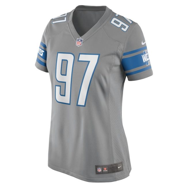 Aidan Hutchinson 97 Detroit Lions Women Game Jersey - Silver - Image 2